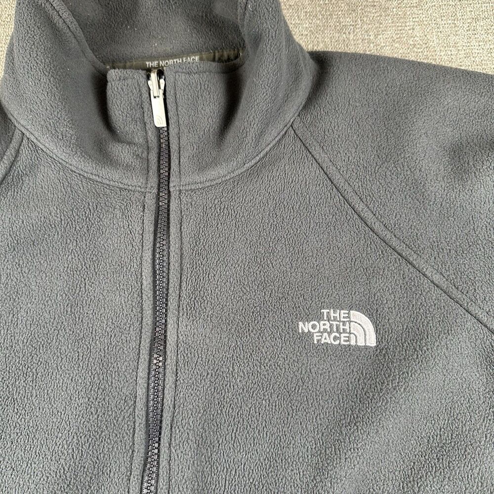VTG The North Face Fleece Jacket Mens L Full Zip Gray Charcoal Red Loop 90s